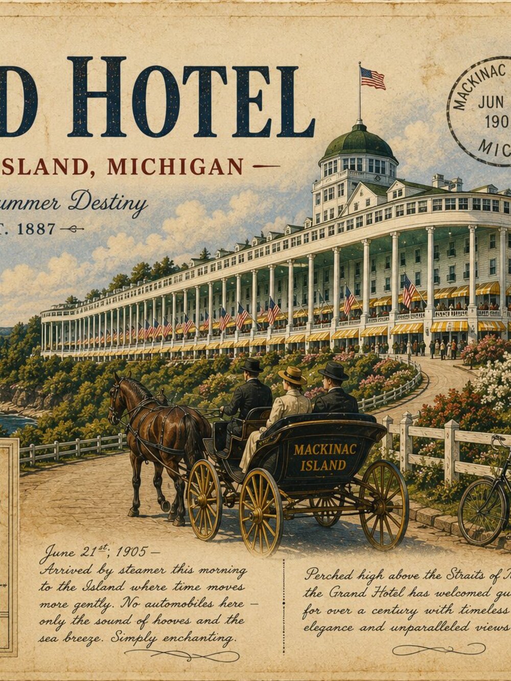 Vintage Mackinac Island Grand Hotel Canvas Print | Retro Michigan Wall Art - Picture 10 of 10